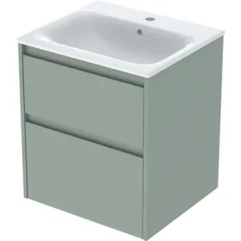 Set lavoar si mobilier Geberit Selnova Square cu doua sertare, 55x48x62 cm, verde salvie mat imagine