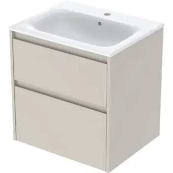 Set lavoar si mobilier Geberit Selnova Square cu doua sertare, 60x48x62 cm, gri nisip mat imagine