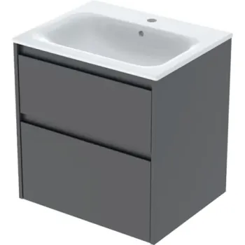 Set lavoar si mobilier Geberit Selnova Square cu doua sertare, 60x48x62 cm, lava mat imagine