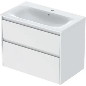 Set lavoar si mobilier Geberit Selnova Square cu doua sertare, 80x48x62 cm, alb mat imagine