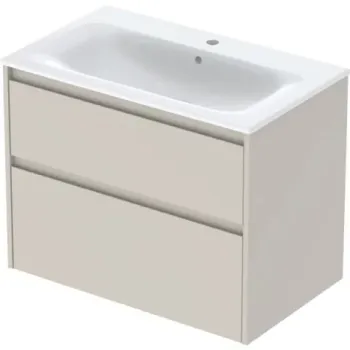 Set lavoar si mobilier Geberit Selnova Square cu doua sertare, 80x48x62 cm, gri nisip mat imagine