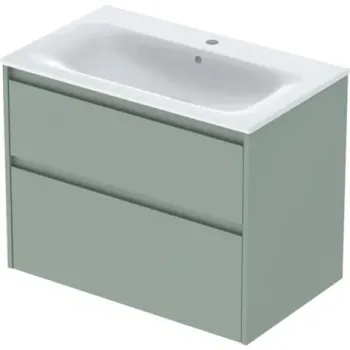 Set lavoar si mobilier Geberit Selnova Square cu doua sertare, 80x48x62 cm, verde salvie mat imagine