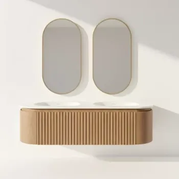 Set Mobilier Baie Dublu din Lemn cu Doua Lavoare & Oglinzi LED - Design Premium imagine