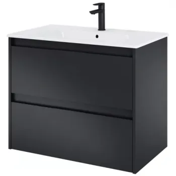Set mobilier baie si lavoar Roca Alpine 80x46xH57 cm, negru mat imagine
