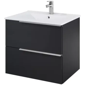 Set mobilier baie si lavoar Roca Elegant Plus 61x46xH55 cm, negru mat imagine