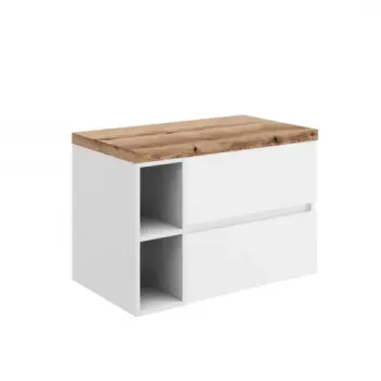 Set mobilier pentru lavoar pe blat Fluminia, Genova 80, cu blat si raft deschis imagine