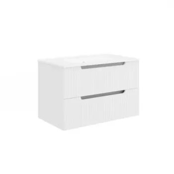 Set mobilier riflat cu lavoar Fluminia, Malta 60, cu sertare soft close, alb imagine