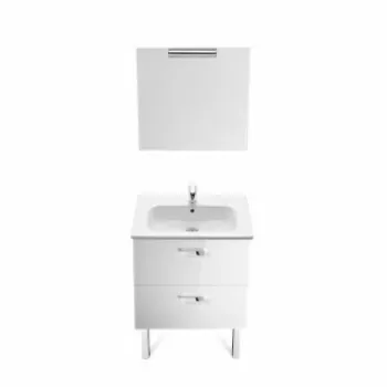Set mobilier Roca Victoria Basic dulap baza cu 2 sertare 60 x 45cm, lavoar si oglinda cu spot imagine