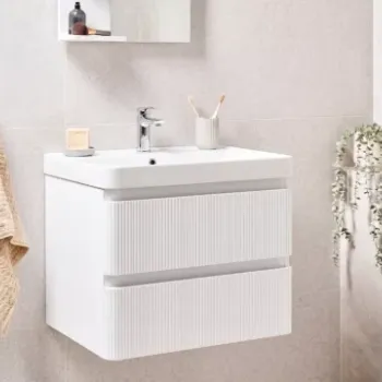 Set mobilier si lavoar suspendat Accent Lux, 60 cm alb imagine
