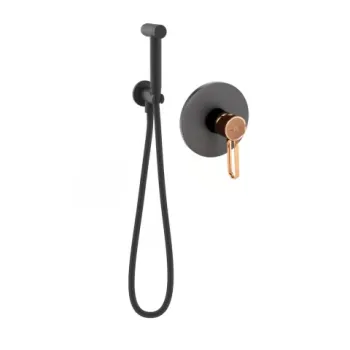 Set PROMO baterie incastrata Fdesign Zaffiro negru-rose gold cu set de dus igienic imagine