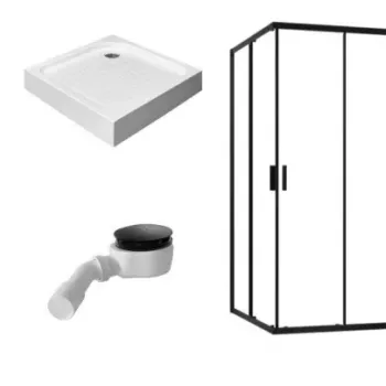 Set PROMO Cabina dus Radaway Alienta C Black 80x80 cm cu cadita si sifon imagine