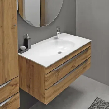 Set PROMO dulap suspendat si lavoar, Kolpasan, Malaya, 101 cm, stejar natur imagine