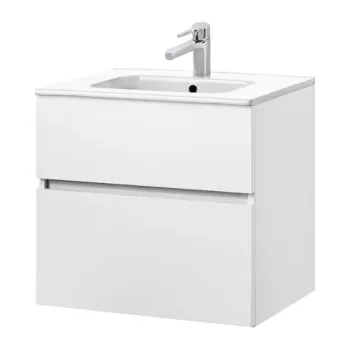 Set PROMO mobilier baza Gala Jade si lavoar Smile 59.5x44.5 cm 2 sertare alb imagine
