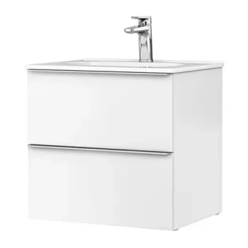 Set PROMO mobilier baza Gala Shona si lavoar Klea 60x46 cm 2 sertare alb mat imagine