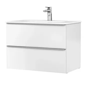 Set PROMO mobilier baza Gala Shona si lavoar Klea 80x46 cm 2 sertare alb mat imagine