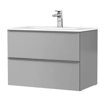 Set PROMO mobilier baza Gala Shona si lavoar Klea 80x46 cm 2 sertare gri mat imagine