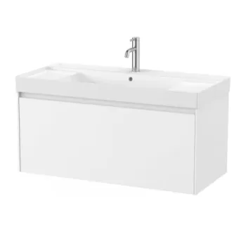Set PROMO mobilier baza si lavoar cu 2 polite Roca Ona Unik 1 sertar 100x46 cm alb mat imagine