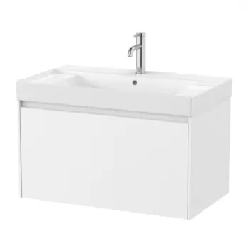 Set PROMO mobilier baza si lavoar cu 2 polite Roca Ona Unik 1 sertar 80x46 cm alb mat imagine