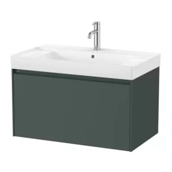 Set PROMO mobilier baza si lavoar cu 2 polite Roca Ona Unik 1 sertar 80x46 cm verde mat imagine