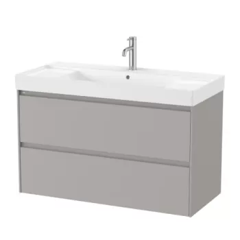 Set PROMO mobilier baza si lavoar cu 2 polite Roca Ona Unik 2 sertare 100x46 cm gri mat imagine