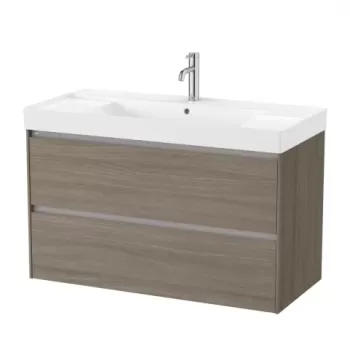 Set PROMO mobilier baza si lavoar cu 2 polite Roca Ona Unik 2 sertare 100x46 cm ulm inchis imagine