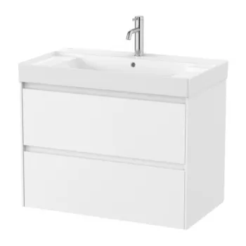 Set PROMO mobilier baza si lavoar cu 2 polite Roca Ona Unik 2 sertare 80x46 cm alb mat imagine