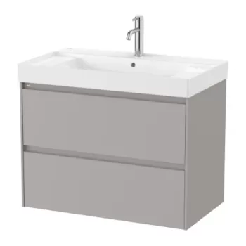 Set PROMO mobilier baza si lavoar cu 2 polite Roca Ona Unik 2 sertare 80x46 cm gri mat imagine