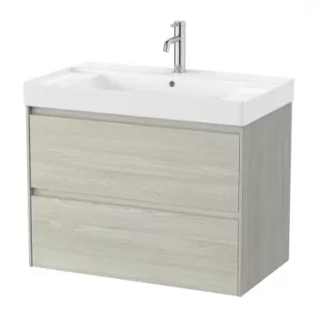 Set PROMO mobilier baza si lavoar cu 2 polite Roca Ona Unik 2 sertare 80x46 cm stejar deschis imagine