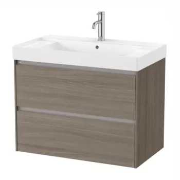 Set PROMO mobilier baza si lavoar cu 2 polite Roca Ona Unik 2 sertare 80x46 cm ulm inchis imagine
