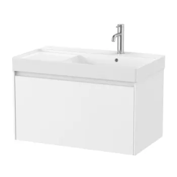 Set PROMO mobilier baza si lavoar cu polita dreapta Roca Ona Unik 1 sertar 80x46 cm alb mat imagine