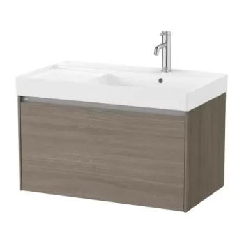 Set PROMO mobilier baza si lavoar cu polita dreapta Roca Ona Unik 1 sertar 80x46 cm ulm inchis imagine