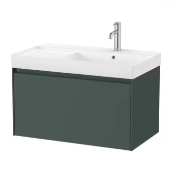 Set PROMO mobilier baza si lavoar cu polita dreapta Roca Ona Unik 1 sertar 80x46 cm verde mat imagine
