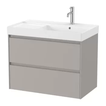 Set PROMO mobilier baza si lavoar cu polita dreapta Roca Ona Unik 2 sertare 80x46 cm gri mat imagine