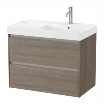 Set PROMO mobilier baza si lavoar cu polita dreapta Roca Ona Unik 2 sertare 80x46 cm ulm inchis imagine