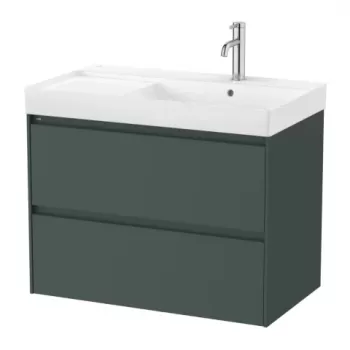 Set PROMO mobilier baza si lavoar cu polita dreapta Roca Ona Unik 2 sertare 80x46 cm verde mat imagine