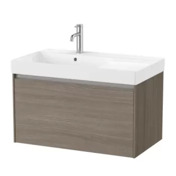 Set PROMO mobilier baza si lavoar cu polita stanga Roca Ona Unik 1 sertar 80x46 cm ulm inchis imagine