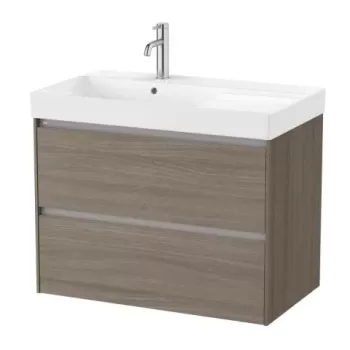 Set PROMO mobilier baza si lavoar cu polita stanga Roca Ona Unik 2 sertare 80x46 cm ulm inchis imagine