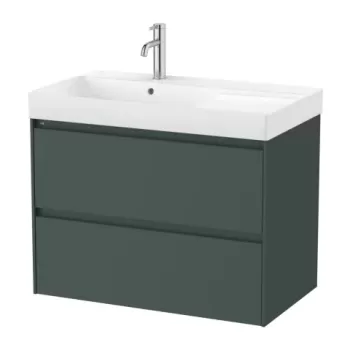 Set PROMO mobilier baza si lavoar cu polita stanga Roca Ona Unik 2 sertare 80x46 cm verde mat imagine