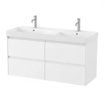 Set PROMO mobilier baza si lavoar dublu Roca Ona Unik 4 sertare 120x46 cm alb mat imagine