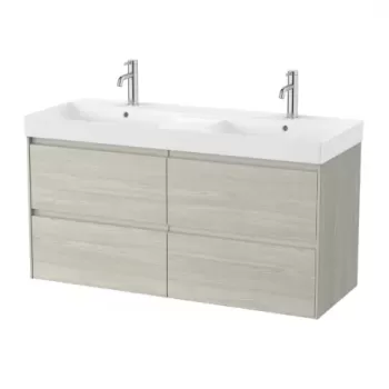 Set PROMO mobilier baza si lavoar dublu Roca Ona Unik 4 sertare 120x46 cm stejar deschis imagine