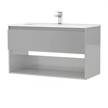 Set PROMO mobilier baza si lavoar Gala Daily 100x46 cm 1 sertar gri imagine