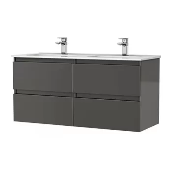 Set PROMO mobilier baza si lavoar Gala Daily 120x46 cm 4 sertare antracit imagine
