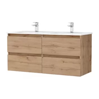 Set PROMO mobilier baza si lavoar Gala Daily 120x46 cm 4 sertare stejar rustic imagine