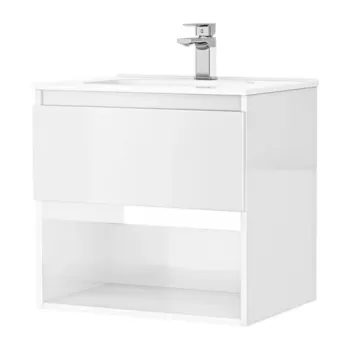 Set PROMO mobilier baza si lavoar Gala Daily 60x46 cm 1 sertar alb imagine