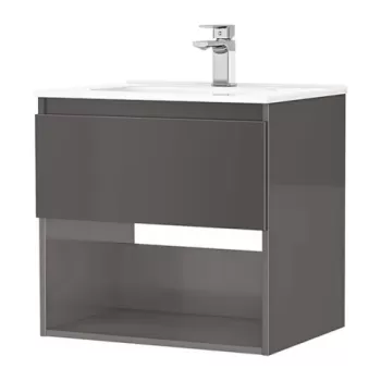 Set PROMO mobilier baza si lavoar Gala Daily 60x46 cm 1 sertar antracit imagine