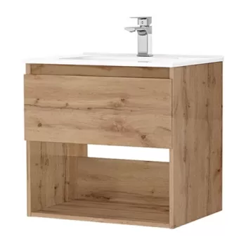 Set PROMO mobilier baza si lavoar Gala Daily 60x46 cm 1 sertar stejar rustic imagine