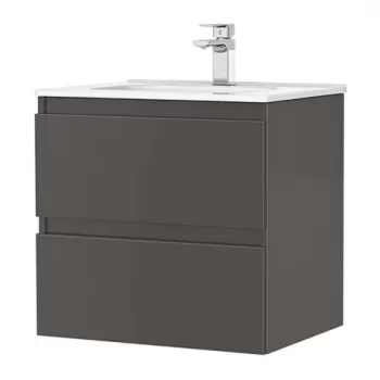 Set PROMO mobilier baza si lavoar Gala Daily 60x46 cm 2 sertare antracit imagine
