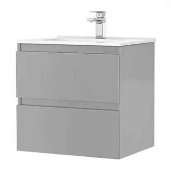 Set PROMO mobilier baza si lavoar Gala Daily 60x46 cm 2 sertare gri imagine