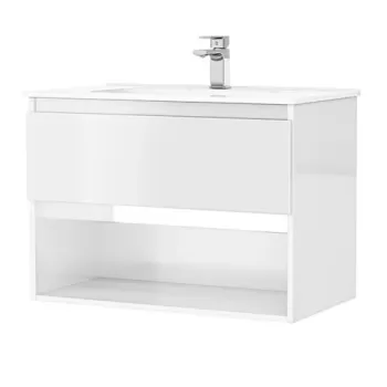 Set PROMO mobilier baza si lavoar Gala Daily 80x46 cm 1 sertar alb imagine