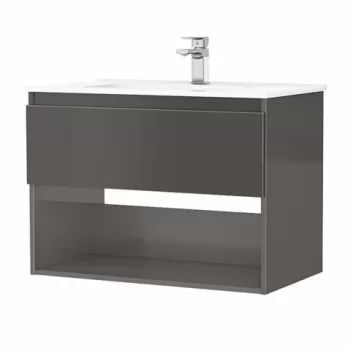 Set PROMO mobilier baza si lavoar Gala Daily 80x46 cm 1 sertar antracit imagine